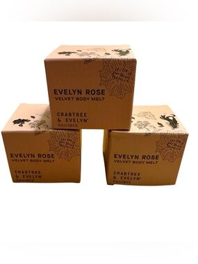 Crabtree & Evelyn Evelyn Rose Velvet Body Melt - Peach Tan Packaging 3 included